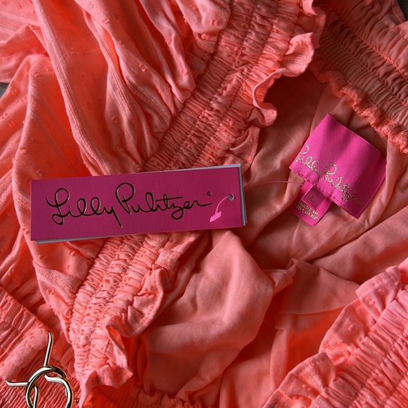 Lilly Pulitzer Size L bright orange/peach dress with belt - Picture 3 of 4
